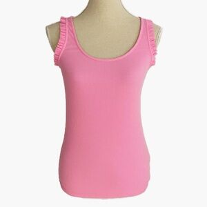 J. Crew Ribbed‎ Ruffle Tank Top Size XS Bubblegum Pink